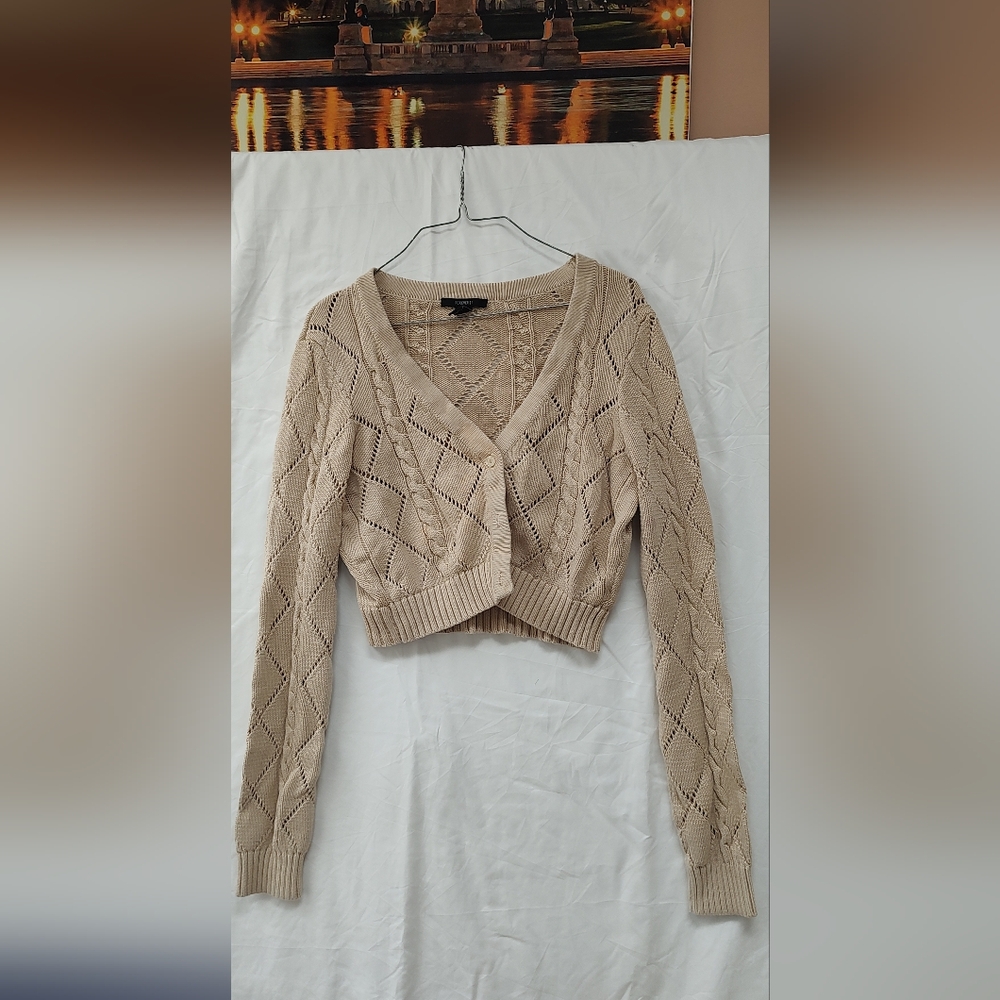 Forever 21 Beige Diamond Knit Cardigan